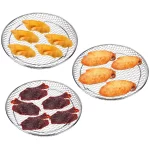 Round Air Fryer Basket Stainless Steel Air Fryer Accessories Air Fryer Racks Three Layer Stackable Dehydrator Racks Fit for 4.2Qt, 5.3Qt, 5.5Qt, 5.8Qt, 6.8Qt Air Fryer