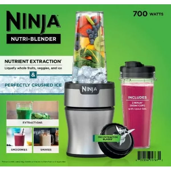Ninja Nutri-Blender BN300 700-Watt Personal Blender, 2-20 oz Dishwasher-Safe to-Go Cups