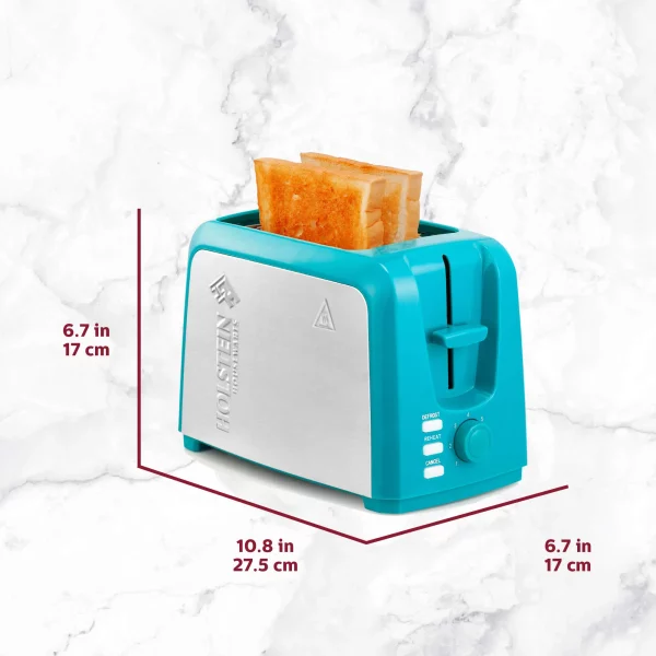 Holstein Housewares 2-Slice Toaster Teal with Defrost and Reheat Function