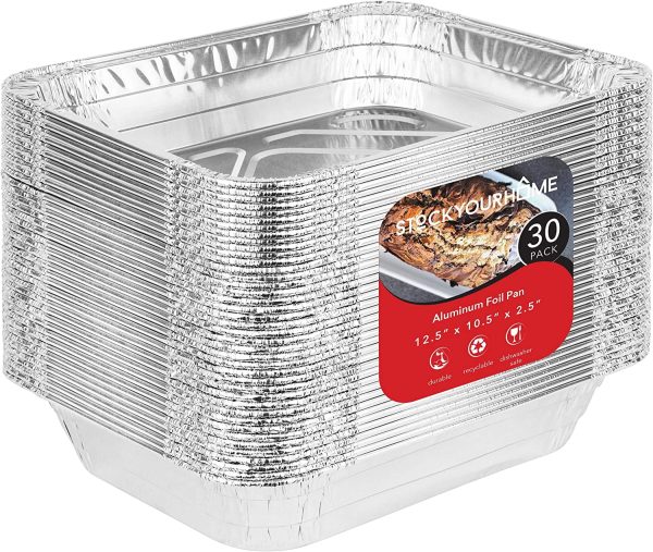 Stock Your Home 9x13 Disposable Aluminum Foil Pans - 30 Pack