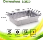 Displastible Disposable Aluminum Pans with Lids Freezer and Oven-Safe 2.25 Pans 10 Pack