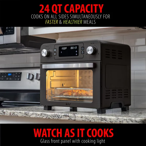 Deco Chef 24 QT Black Countertop Toaster Oven with built-in Air Fryer and included Accessories