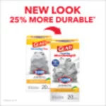 Glad ForceFlex MaxStrength with Clorox 13 Gallon Kitchen Trash Bags, Lemon Fresh Bleach, 20 Bags
