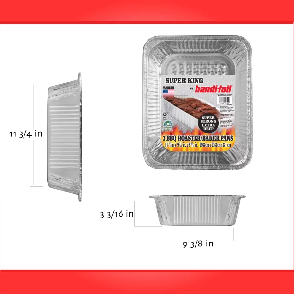 Handi-Foil Aluminum Foil Extra Deep King Roaster Baker, 2 Piece