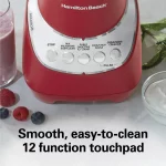 Hamilton Beach Wave Action Quiet Blender, 48 oz. Glass Jar, 12 Blending Functions, Red, New, 53531F