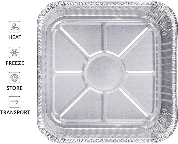 Displastible 8x8" Disposable Aluminum Pans With Lids (10 Pack) Foil Pans For Cooking, Baking Cakes, Roasting & Homemade Breads - Disposable Food Containers With Foil Lids