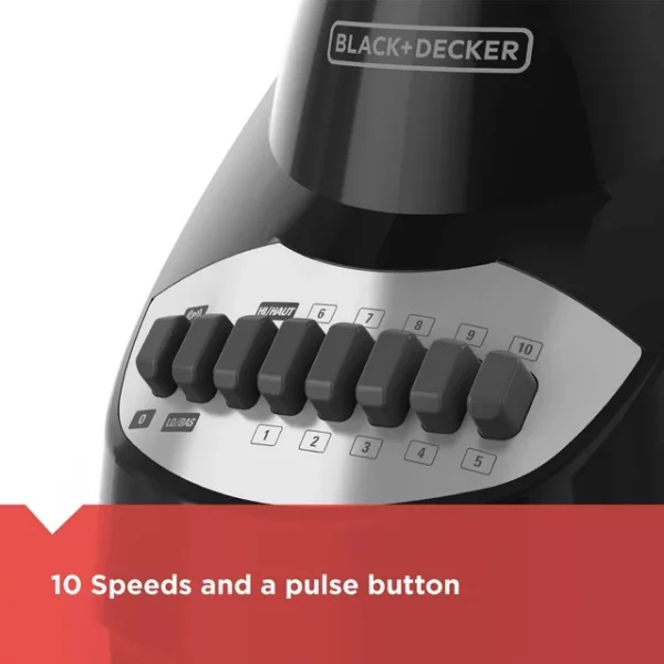 BLACK + DECKER 10-Speed Blender, 550 Watts, 50 Oz (6.25-cup) Glass Blending Jar, Black, BL2010BG