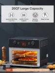 FOHERE Air Fryer Toaster Oven Combo, 20QT Smart Convection Ovens Countertop, 7 Cooking Functions for Roast, Bake, Broil, Air Fry, Free Accessories Included, 1800W