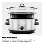 Chefman 6 Qt. Slow Cooker with Locking Lid, Stainless Steel
