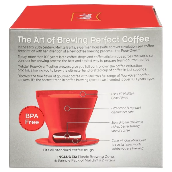 Melitta Pour-Over Filter Cone Coffeemaker - Black