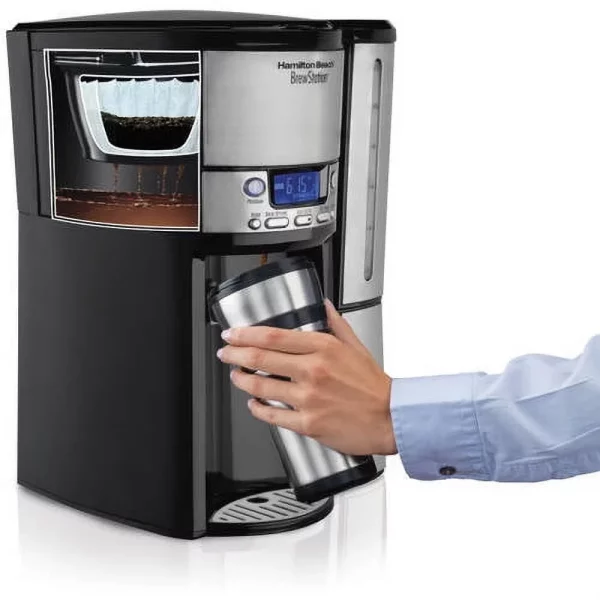 Hamilton Beach Brew Station 12 Cup Programmable Coffee Maker, Removable Reservoir, Stainless Steel, 47950