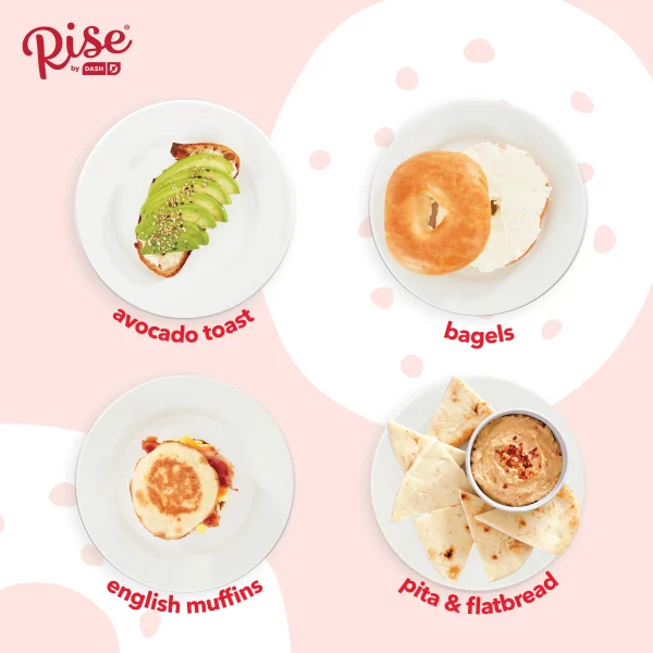 Rise by Dash Clear View 2-Slice Toaster with See Through Window - Defrost, Reheat, Feature for Bagels + Auto Shut off - Black