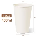 Treamon White Paper Coffee Cups, to Go Hot Cups for Coffee, 12 oz, 100 Count