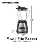 Hamilton Beach Power Elite Multi-Function Blender with Mess Free 40 oz. Glass Jar, 700 Watts, Black, 58148A