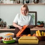 RIOUSERY Foil and Plastic Wrap Organizer, 2 in 1 Plastic Wrap Dispenser with Cutter, Aluminum Foil Organization and Storage Holder, Cling Film Wax Paper Dispenser for Kitchen Drawer for 14" Roll