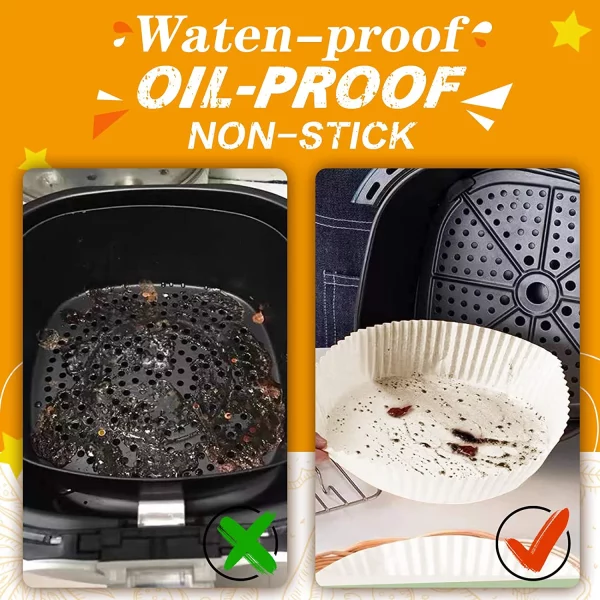 100PCS Air Fryer Disposable Paper Liner, Non-stick Air Fryer Liners Basket , Round Baking Paper for Air Fryer Oil-proof , Water-proof , Food Grade Parchment for Baking Roasting Microwave ( 7.9 inch )