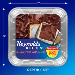 Reynolds Kitchens Bakeware Aluminum Pans with Lids, Blue, 8x8 Inch, 3 Count