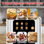 WHALL 2 Slice Touchscreen Toaster - Stainless Steel Toaster with Wide Slot, 6 Shade Settings, Bagel Function, Removable Crumb Tray