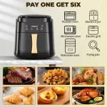 6.3 QT Large Capacity Air Fryer Touch Screen Smart Fryers Household Multi-function Air fryer that Crisps, Roasts, Reheats, & Dehydrates, High Gloss Finish,Including Air Fryer Paper Liners 50PCS,Black