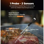 Smart Wireless Meat Thermometer - Bluetooth Digital Food Cooking Thermometer APP Control Kitchen Thermometer for Oven Grill BBQ Smoker