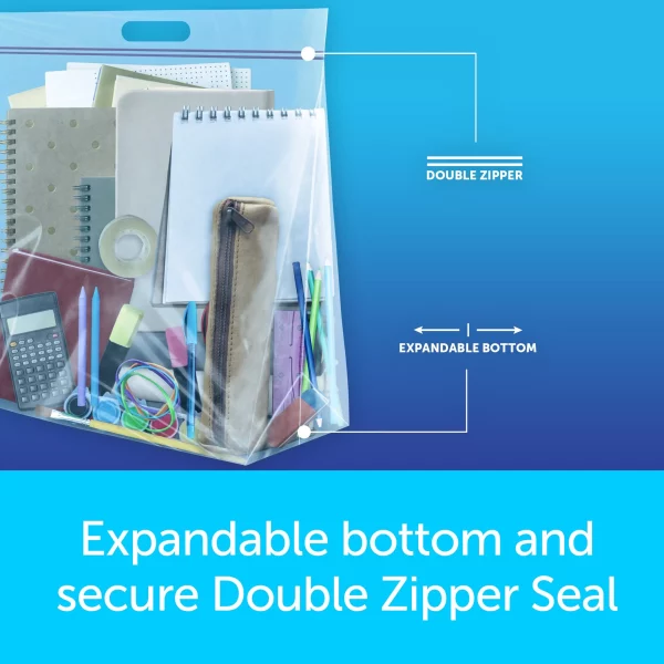 Ziploc® Big Bags, Large, Secure Double Zipper, 5 ct, Expandable Bottom, Heavy-Duty Plastic, Built-In Handles, Flexible Shape to Fit Where Storage Boxes Can't