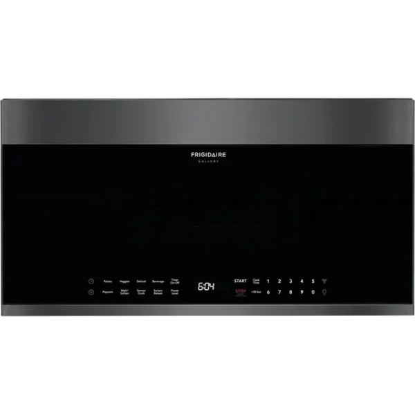 Frigidaire FGBM19WNVD 30 Gallery Series Black Stainless Steel Over-the-Range Microwave with 1.9 cu. ft. Capacity 300 CFM Sensor Cooking and LED Interior Lighting