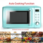 Costway 0.7Cu.ft Retro Countertop Microwave Oven 700W LED Display Glass Turntable Green