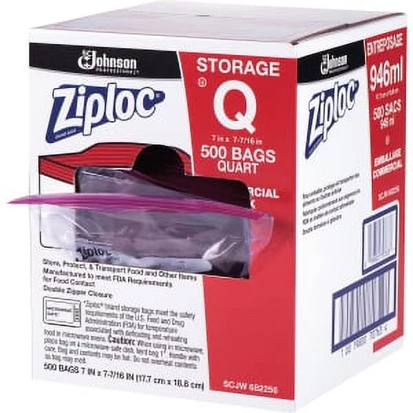 Ziploc Pinch & Seal Storage Bags, Quart, 500 Count