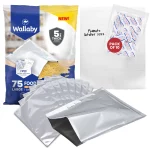 75 Wallaby Mylar Bags Bundle 1 Gallon (5 Mil, 10in x 14in) with 80 400cc Oxygen Absorbers - Silver