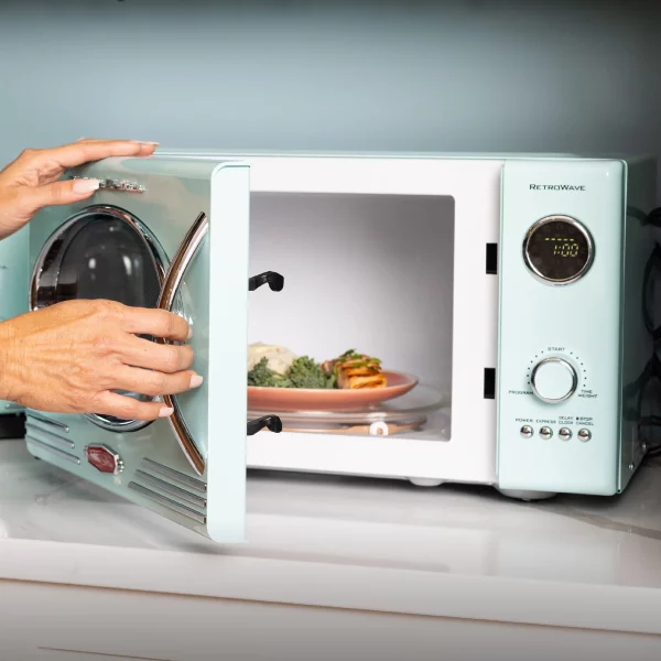 Nostalgia Retro 0.9 Cu. Ft. 800-Watt Countertop Microwave Oven, Aqua