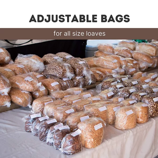 FUNSTITUTION Clear Plastic Bags Reusable Bread Storage with Twist Ties 100 Pack