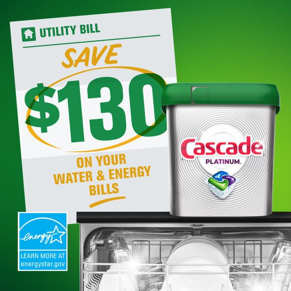 Cascade Platinum ActionPacs Dishwasher Detergent, Fresh Scent, 62 Count