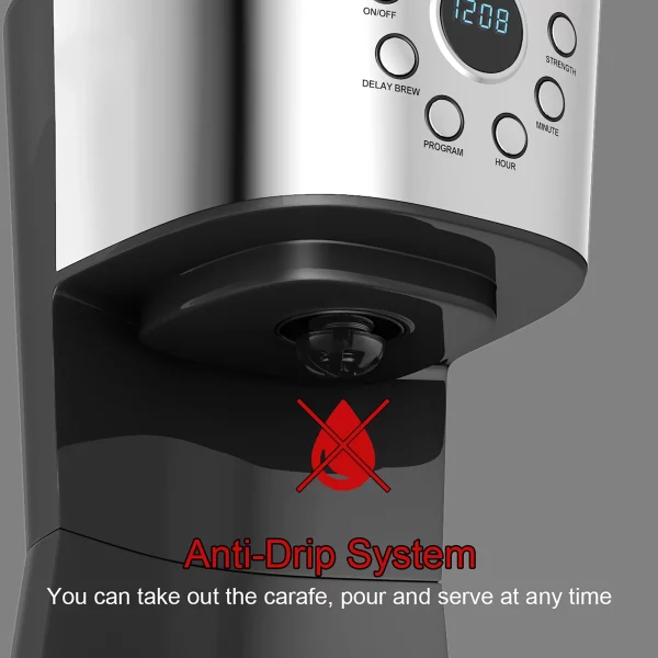 Costway 12-Cup Programmable Coffee Maker Brew Machine LCD Display w/ 1.8L Glass Carafe
