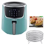 GoWISE USA GW22954 7-Quart Electric Air Fryer with Dehydrator& 3 Stackable Racks, Digital Touchscreen with 8 Functions + Recipes, 7.0-Qt, Mint/Silver
