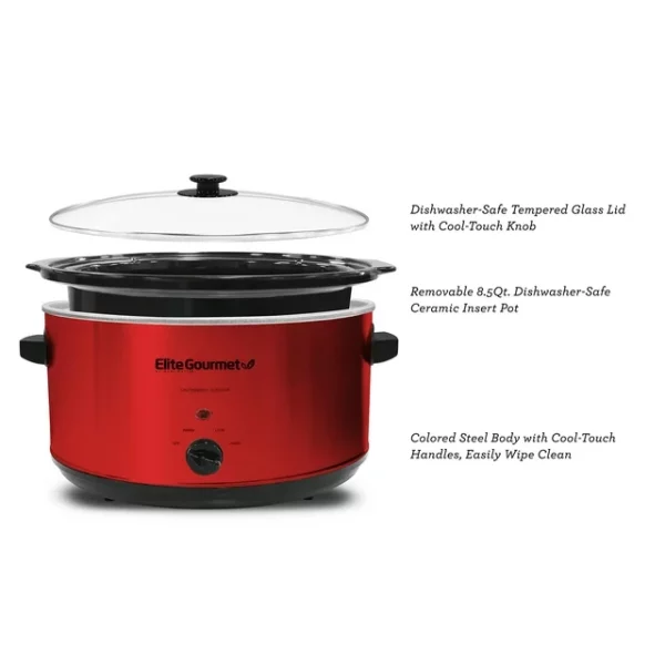 Elite Gourmet 8.5Qt. Stainless Steel Slow Cooker