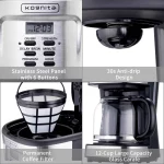 Kognita 12 Cup Coffee Maker, Programmable Coffee Machine & Ice Tea Maker with Glass Carafe, Drip Coffee Pot, Auto Keep Warm, Anti-Drip, 900W Quick Brew, Strength Control, Black and Silver