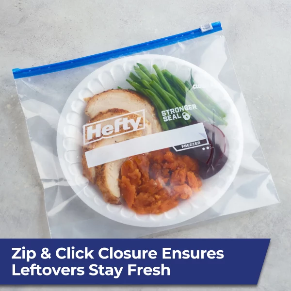 Hefty Slider Freezer Storage Bags, Gallon Size, 60 Count