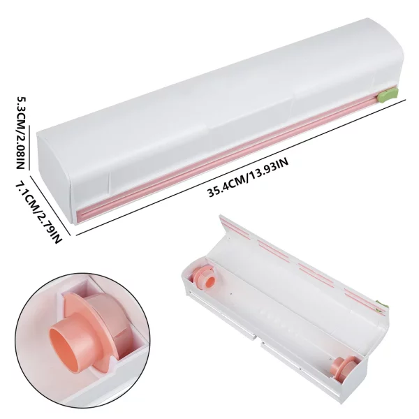 Wrap Cutter,Miuline Foil Dispenser Food Wrap Dispenser Plastic Wrap Cutter Foil and Cling Film Cutte Storage Kitchen,Household Reusable Food Plastic Wrap Dispenser with Cutter