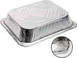 NOGIS 9" x 13" Aluminum Foil Pans (50 Pack) | Durable Disposable Grill Drip Grease Tray | Disposable Square Aluminum Baking Pans | Food Containers for Catering, Baking, Roasting
