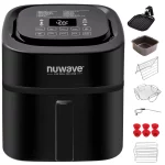 Nuwave Brio 6-Quart Air Fryer with Temperature Probe and Smart Cooking Programs for Even and Fast Cooking, Gourmet
