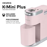 Keurig K-Mini Plus Single Serve K-Cup Pod Coffee Maker, Dusty Rose