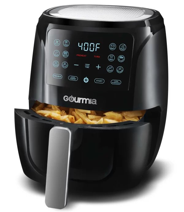 Gourmia 4 Qt Digital Air Fryer with Guided Cooking, Black GAF486, New, 12.5 High