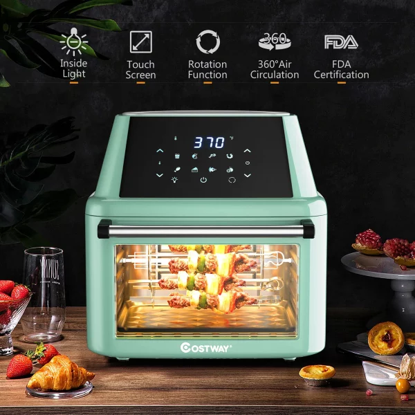 Costway 19 QT Multi-functional Air Fryer Oven Dehydrator Rotisserie w/Accessories Green