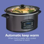 Hamilton Beach Programmable Defrost Slow Cooker, 6 Quart Capacity, Temperature Probe, Removable Crock, Black, 33768