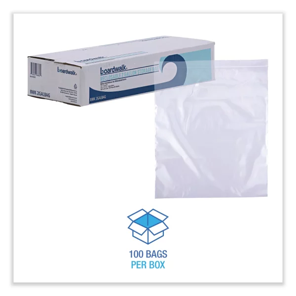 Boardwalk Reclosable Food Storage Bags, 2 gal, 1.75 mil, 13" x 15", Clear, 100/Box