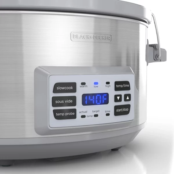 BLACK+DECKER 7-Quart Digital Slow Cooker with Temperature Probe + Precision Sous-Vide , Stainless, SCD7007SSD