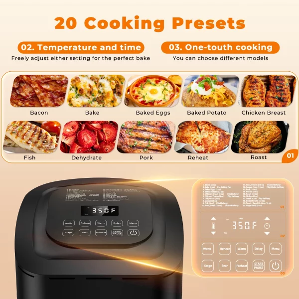 Nuwave Brio 6-Quart Air Fryer with Temperature Probe and Smart Cooking Programs for Even and Fast Cooking, Gourmet