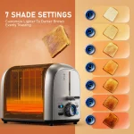 2 Slice Stainless Steel Toaster with Extra-Wide Slot, LED Display 7 Browning Settings, 850 W, Silver