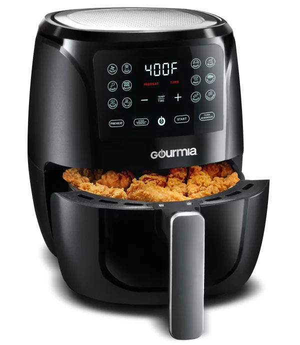 Gourmia 4 Qt Digital Air Fryer with Guided Cooking, Black GAF486, New, 12.5 High