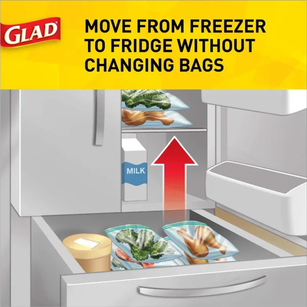 Glad Zipper Food & Freezer Storage Quart Bags, 46 Count